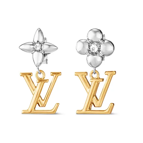 Khuyên Tai Nữ Louis Vuitton LV Iconic Flower Earrings Màu Vàng/Bạc