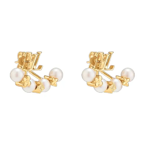 Khuyên Tai Nữ Louis Vuitton LV Minigram Pearls M01258 Màu Vàng Gold