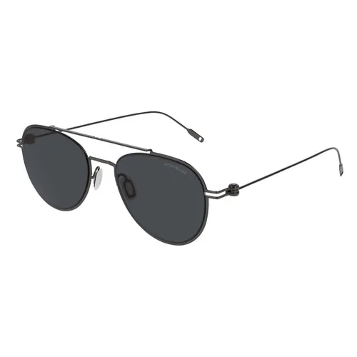 Kính Mát Montblanc Aviator Frame Metal Sunglasses 123987 Màu Đen Xám