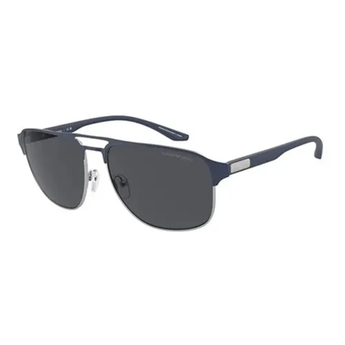 Kính Mát Nam Emporio Armani Matte Silver/Bluette EA2144 336887 60 Màu Xanh Xám