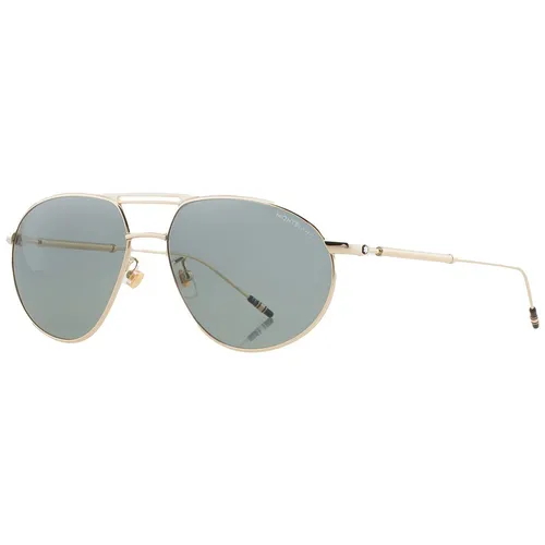 Kính Mát Nam Montblanc Meisterstuck Geometry Green Pilot Men's Sunglasses 126927 Màu Xanh Nhạt