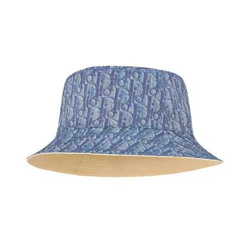 Mũ Dior Oblique Reversible Bucket Hat Màu Xanh Be Size S