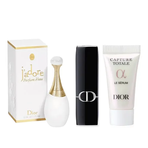 Set Nước Hoa Dior J'adore Parfum D'eau 5ml + Son Dior 999 + Serum Dior Capture Totale 5ml + Túi Giấy