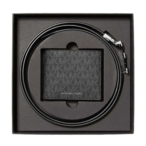 Set Ví + Thắt Lưng Nam Michael Kors MK Signature Logo Wallet And Reversible Belt Gift Set 36F5LGFN9B Màu Đen