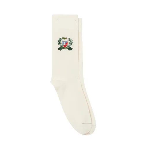 Tất Unisex Lacoste Shield Accent RA9313 51 XFJ Màu Kem Size 35-38