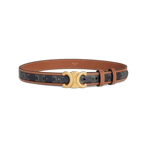Thắt Lưng Nữ Celine Triomphe Belt in Triomphe Canvas And Calfskin 2.5cm Màu Nâu Size 80