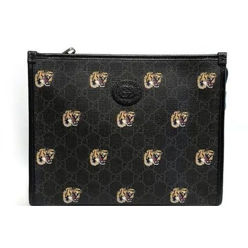 Túi Cầm Tay Nam Gucci GG Tiger Clutch Bag 672956 U3IAF 1058 Màu Đen