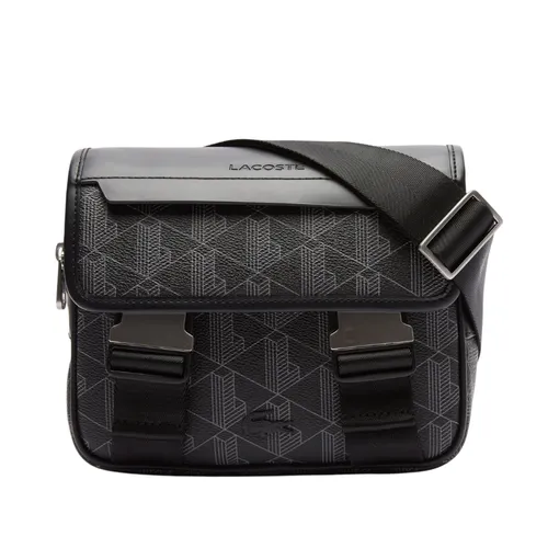 Túi Đeo Chéo Nam Lacoste The Blend Clipped Monogram Canvas Messenger Bag NH3787LX H45 Màu Đen
