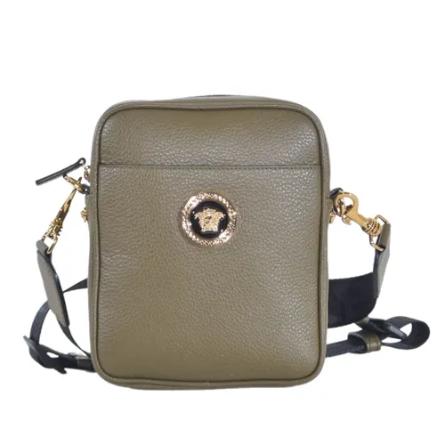 Túi Đeo Chéo Nam Versace Leather Medusa Bag Crossbody Olive Green 1002885 Màu Xanh Olive
