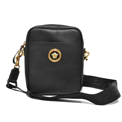 Túi Đeo Chéo Nam Versace Messenger Sling Bag With Medusa Head Logo Crossbody Bag Màu Đen
