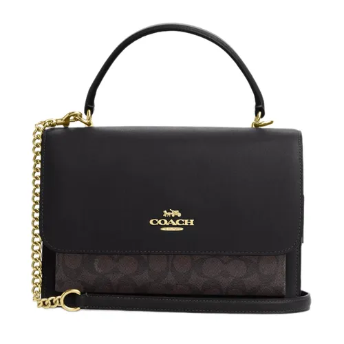 Túi Đeo Chéo Nữ Coach Klare Top Handle Bag In Signature Canvas CY687 Màu Đen Nâu
