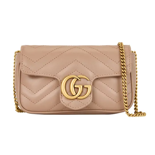 Túi Đeo Chéo Nữ Gucci GG Marmont Matelasse Super Mini Màu Be