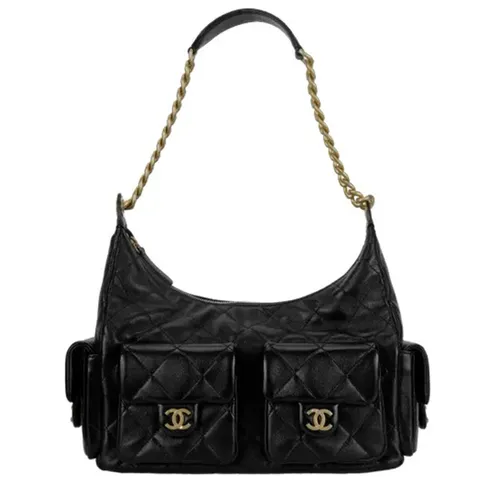 Túi Đeo Vai Nữ Chanel 25C Shiny Lambskin Shoulder Bags Black Màu Đen
