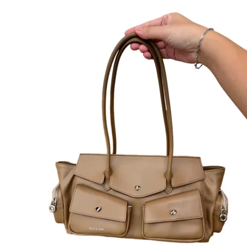 Túi Đeo Vai Nữ Pazzion Virelle Structured Multi-Pocket Shoulder Bag Màu Beige