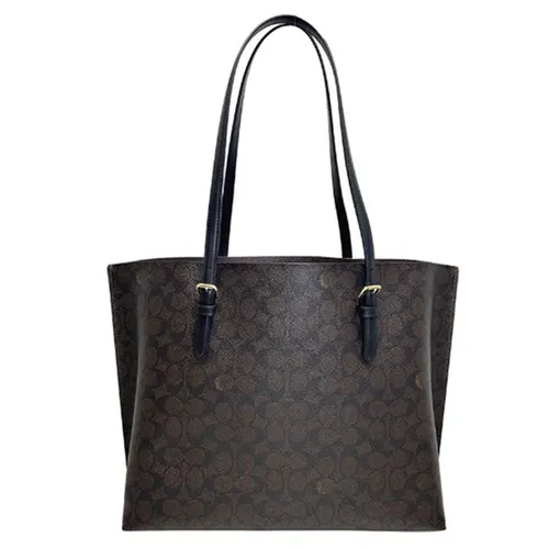 Túi Tote Nữ Coach Mollie Bag In Signature Canvas CV967 Màu Nâu Đen