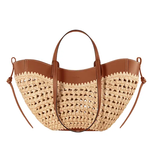 Túi Tote Nữ Polène Cyme Mini Edition Raffia Màu Be Nâu