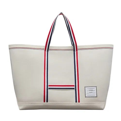 Túi Tote Thom Browne Canvas Stripe Medium Tool MAG271A-07164-114 Màu Trắng