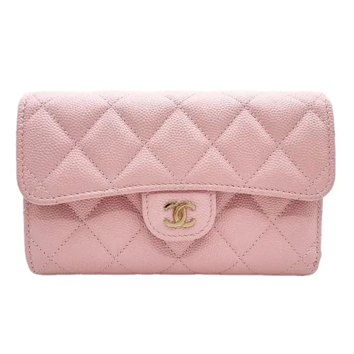 Ví Nữ Chanel Matelasse Classic Flag Trifold Wallet Glade Calfskin AP0232 Màu Hồng