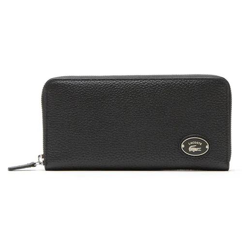 Ví Nữ Lacoste Metal Plate Long Zip Wallet NF3937GZ 000 Màu Đen