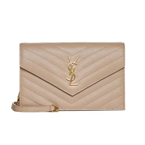 Ví Nữ Yves Saint Laurent YSL Natural Classic Cassandre Chain Envelope Pouch Màu Be