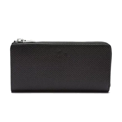 Ví Unisex Lacoste Chantaco Zippered Matte Piqué Leather Wallet NF3580KL Màu Đen
