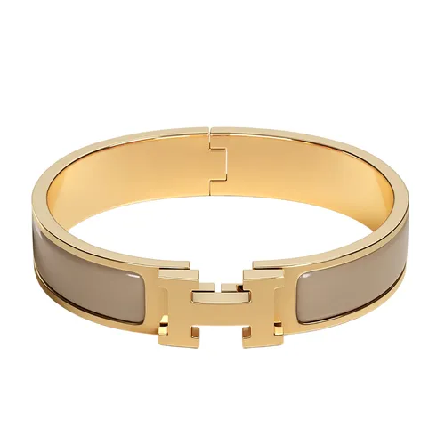 Vòng Đeo Tay Nữ Hermès Clic H Bracelet Marron Glacé H700001F 19GM Màu Vàng Gold
