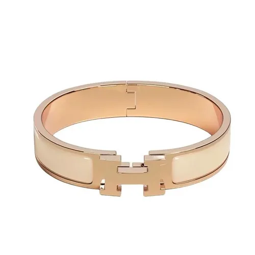 Vòng Đeo Tay Nữ Hermès H Blanc Bangle Bracelet Cream Rose Gold H700001FO85PM 67089306 Màu Vàng