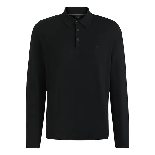 Áo Len Nam Hugo Boss Knit Polo Sweater In Virgin Wool Màu Đen Size S