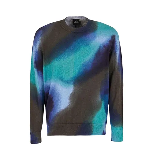 Áo Len Sweater Nam Armani Exchange A414132007000 Họa Tiết Xanh Phối Màu Size M