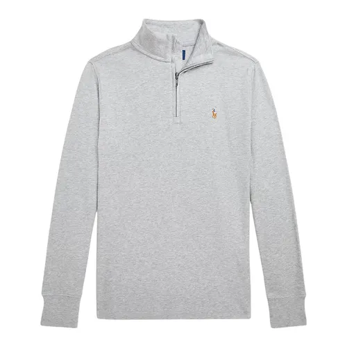 Áo Nỉ Ralph Lauren Cotton Interlock Quarter-Zip Pullover Sweatshirt Kid Màu Xám Size L