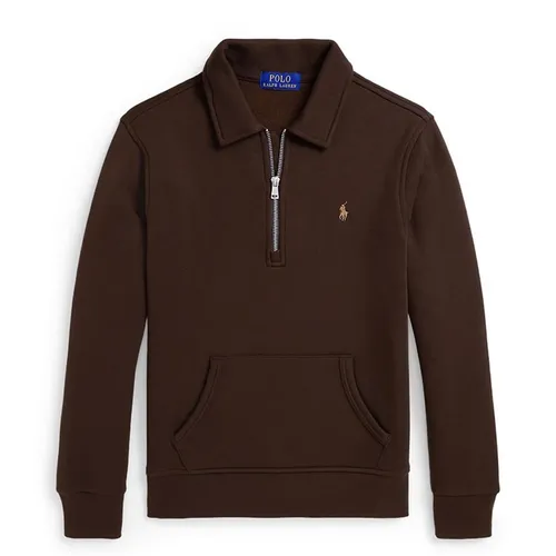 Áo Nỉ Ralph Lauren Fleece Quarter-Zip Pullover Sweatshirt Kid Màu Nâu Size L