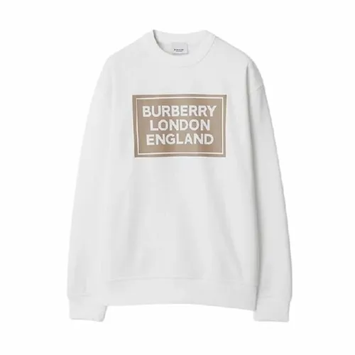 Áo Nỉ Sweater Nữ Burberry Santo Square Logo Sweatshirt Màu Trắng Ngà Size XS
