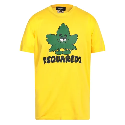 Áo Phông Nam Dsquared2 Maple Leaf Printed Tshirt Màu Vàng Size S