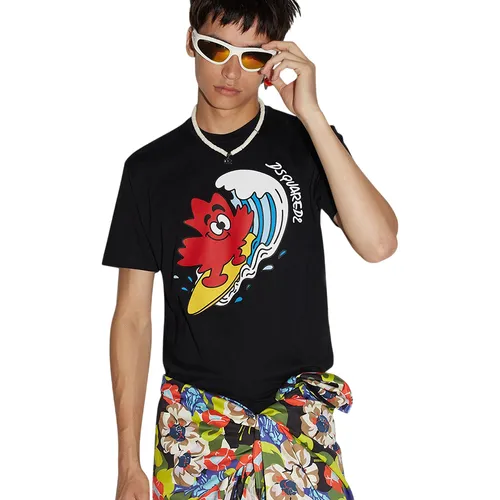 Áo Phông Nam Dsquared2 Short-sleeved Round-neck Printed Tshirt S71GD1246 Màu Đen Size S