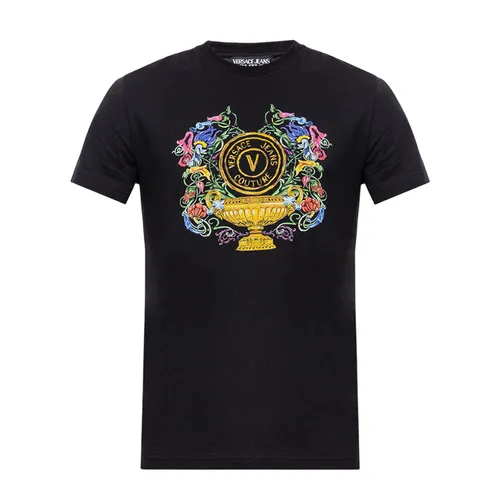 Áo Phông Nam Versace V-Emblem Garden T-Shirt 74GAHF01 CJ00F 899 Màu Đen Size XS
