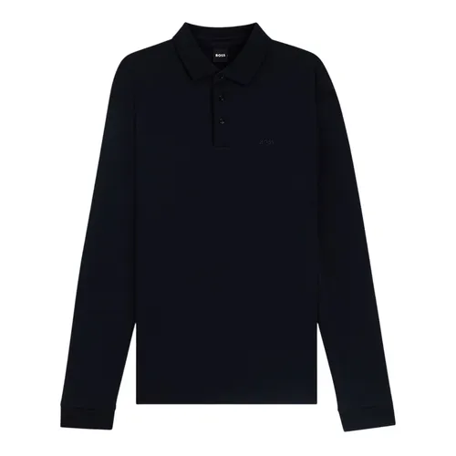 Áo Polo Dài Tay Nam Hugo Boss Regular-fit Polo Shirt In Interlock Cotton Dark Blue Màu Xanh Đậm Size S