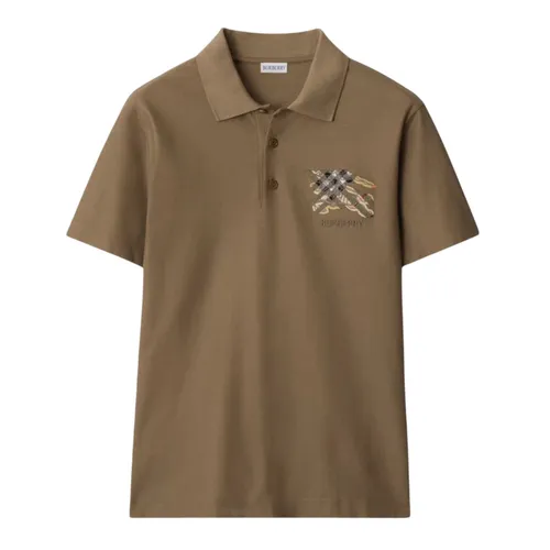 Áo Polo Nam Burberry EKD Check Cotton In Clay Brown With Logo 8116119 Màu Nâu Size S