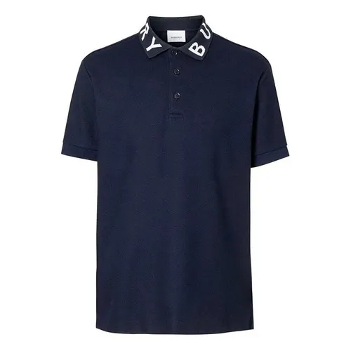 Áo Polo Nam Burberry Logo Intarsia Cotton Piqué Màu Xanh Navy Size M