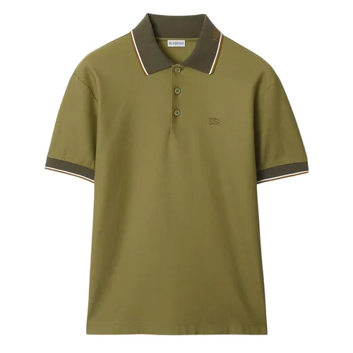 Áo Polo Nam Burberry Slim Fit Logo Collar Cotton Polo Shirt 81100951 Màu Xanh Olive Size XS