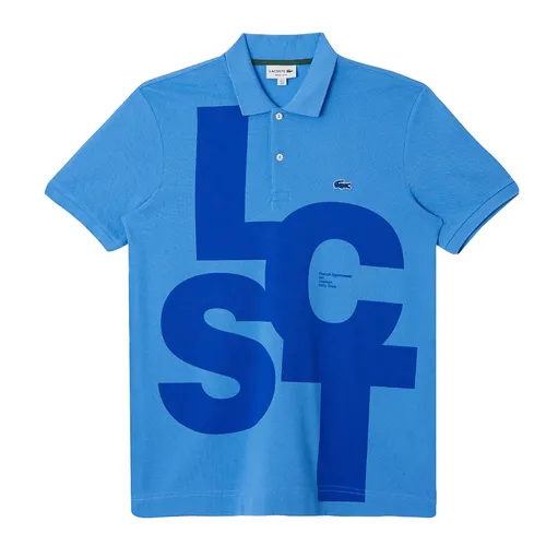 Áo Polo Nam Lacoste Men's Regular Fit Contrast Lettering Petit Piqué PH9907 Màu Xanh Size 3