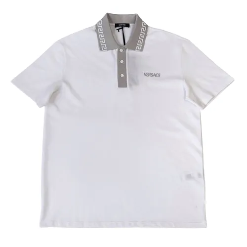 Áo Polo Nam Versace With Embroidered Logo At Chest In Grey 1021354 1A15632 2W450 Màu Trắng Size XS