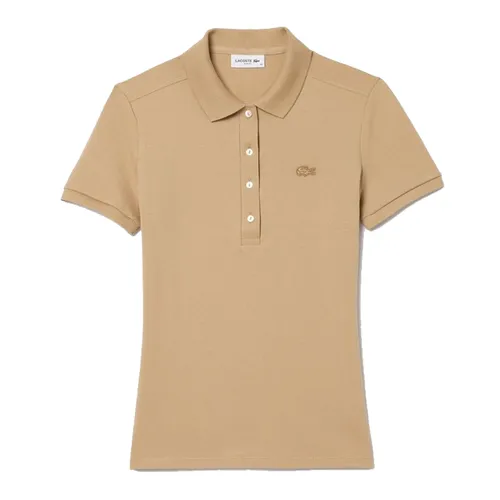 Áo Polo Nữ Lacoste Shirt L.12.D Slim Fit Stretch Piqué Material PF5462-02S Màu Be Size 36