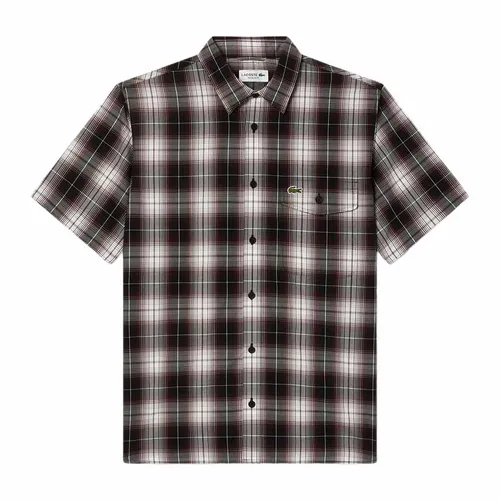 Áo Sơ Mi Cộc Tay Nam Lacoste Men's CH6730 IBP Màu Kẻ Đỏ Size 39