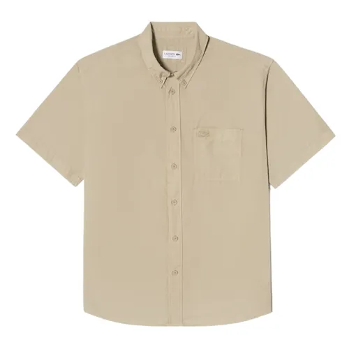 Áo Sơ Mi Cộc Tay Nam Lacoste Men's Short Sleeve Shirt CH0745-10 IT5 Màu Be Size 39