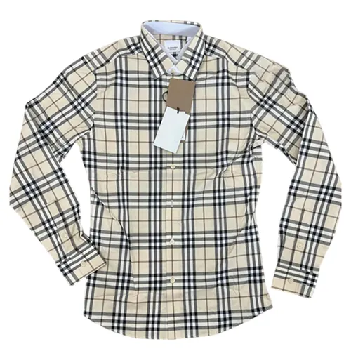 Áo Sơ Mi Dài Tay Nam Burberry Modern Beige IP Check Màu Be Kẻ Size XS