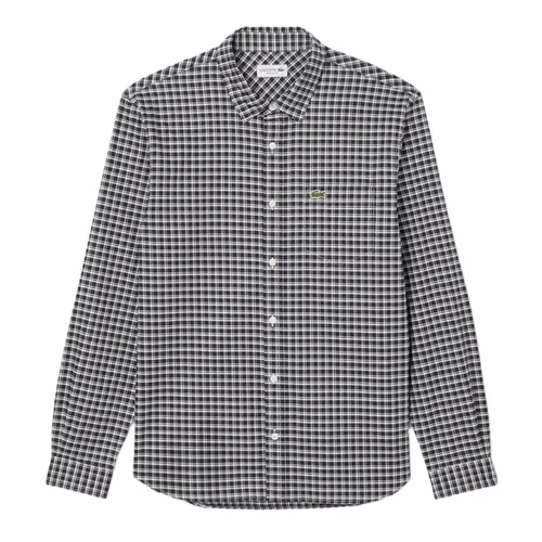 Áo Sơ Mi Dài Tay Nam Lacoste Men's Regular Fit Stretch Plaid Shirt CH1343 GA3 Màu Xanh Trắng Size 38