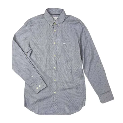 Áo Sơ Mi Dài Tay Nam Lacoste Men's Shirt Màu Xám Nhạt Size 38