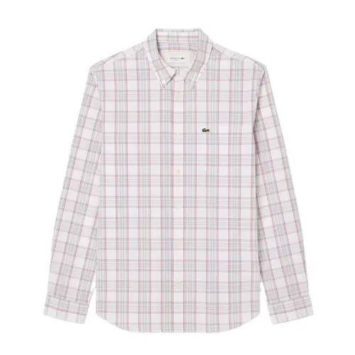 Áo Sơ Mi Dài Tay Nam Lacoste Men's Slim Fit Stretch Plaid Shirt CH3745 CCI Màu Kẻ Phối Màu Size 38