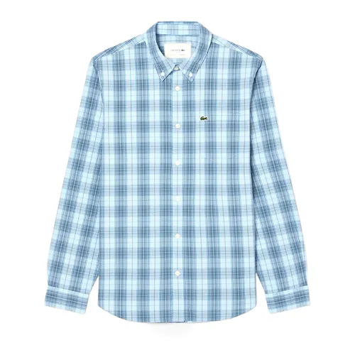 Áo Sơ Mi Dài Tay Nam Lacoste Men's Slim Fit Stretch Plaid Shirt CH3745 CI0 Màu Xanh Blue Size 40