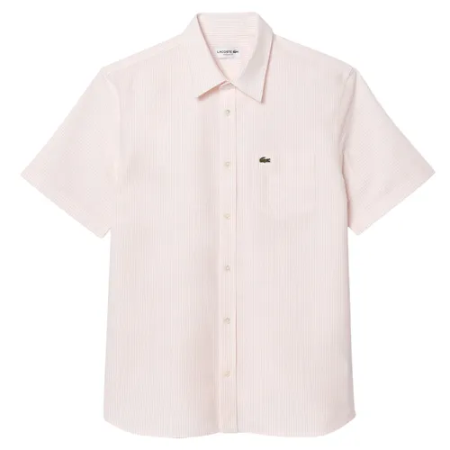 Áo Sơ Mi Cộc Tay Nam Lacoste Men's Regular Fit Short Sleeve Oxford Shirt CH5624 99P Màu Hồng Nhạt